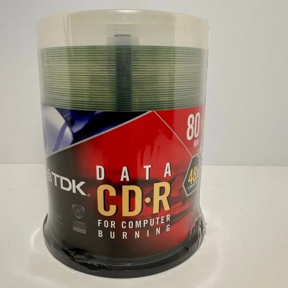 TDK Data CD-R Computer Burning Disks Pack of 100 Disks Sealed Unopened